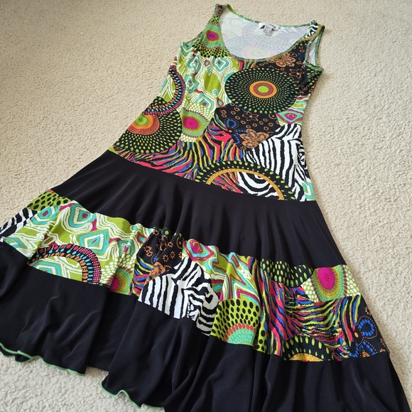 Vintage Joseph Ribkoff Abstract Print Sleeveless Dress Size 2 XS Small - Picture 2 of 10